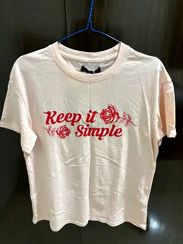 Light pink Keep it Simple graphic T-shirt, womens size M