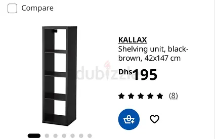 IKEA KALLAX Shelving Unit, Black-Brown 42x147 cm - Good Condition.