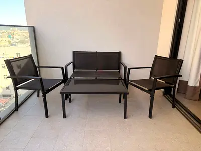 Outdoor Patio Seating Set — 4-piece (2 Chairs + Loveseat + Glass Coffee Table)