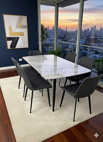Brand new marble dining table with 6 chair available