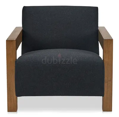 Pan Emirates - Modern Black Fabric Armchair with Solid Oak Frame