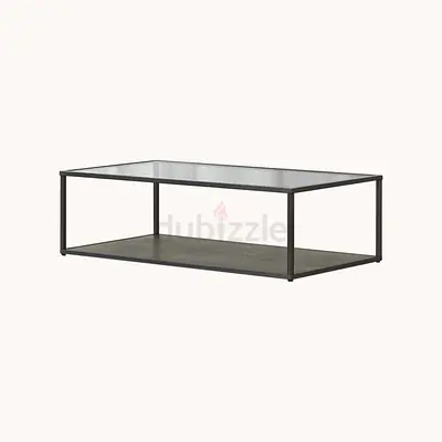 Crate  Barrel “Switch” Coffee Table — Glass  Wood, Designer Piece