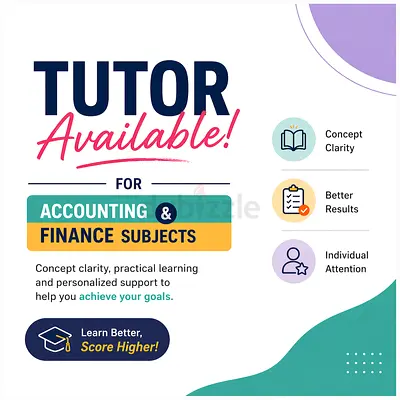 Tutor available for Accounting and Finance subjects
