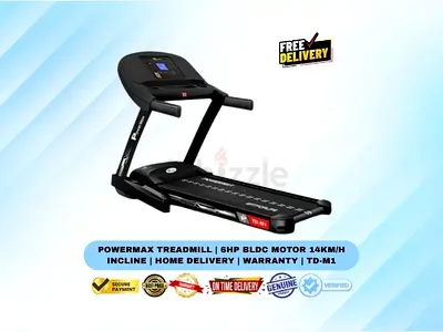 PowerMax Treadmill | 6HP BLDC Motor 14km/h Incline | Home Delivery | Warranty | TD-M1