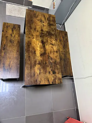 Set of 3 Wooden Nesting Tables - Rustic Brown finish