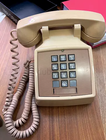 Vintage Beige Landline Telephone — Working Rotary-Style Pushbutton