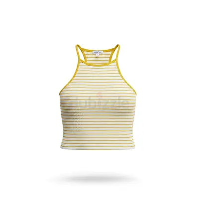 Yellow  White Striped Crop Tank Top (Size S-M) Pre-Owned