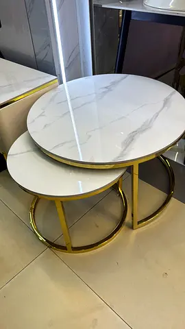 Elegant Round Marble Top Nesting Tables