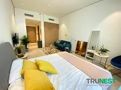 Furnished Studio | Balcony | Pool &amp; Downtown View | Beverly Residence JVC