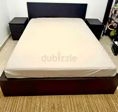 IKEA Malam queen size 160×200cm bed frame with 2 big storage drawers underneath and IKEA mattress