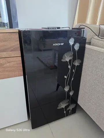 Krome Mini Fridge with Floral Glass Door - Good Condition