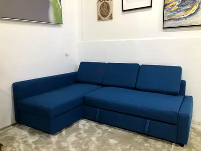 IKEA Blue FRIHETEN sofa bed storage