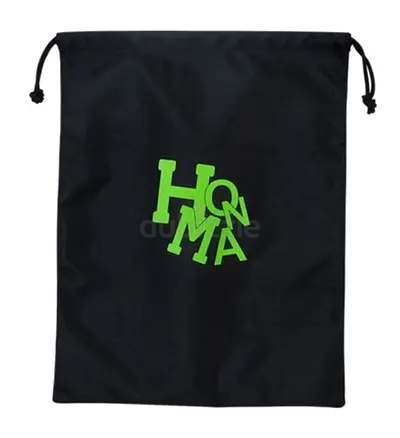 Black Drawstring Shoe/Golf Accessory Bag with Green Honma Logo