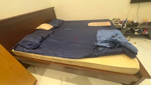 Wooden king Bed Frame with Headboard — Good Condition