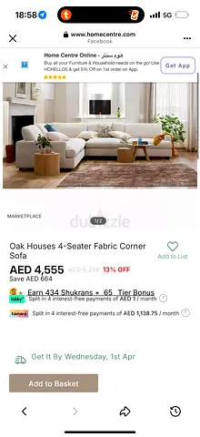 Oak Houses 4-Seater Fabric Corner Sofa - Light Beige