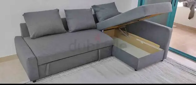 IKEA L Shape Sofa cum bed with big storage and you can fix the storage left or right anyside