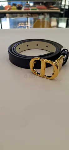 Black leather belt with gold buckle - gently used