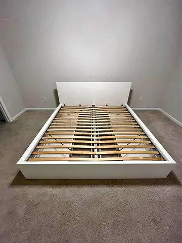 Ikea King-size White Malm Bed frame with Ikea King size Mattress