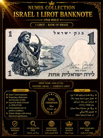 Vintage Israel 1 Lira Banknote (Old Israeli Pound) - 1960s/1970s era