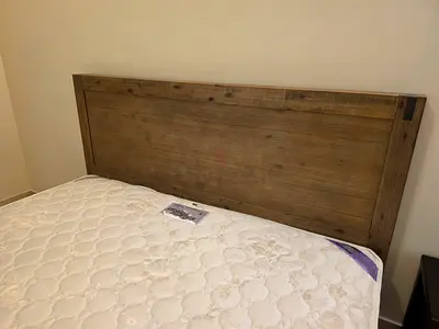 Solid Wood Headboard in Natural Finish — Single/Double (fits mattress shown)