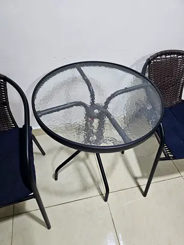 Glass dinning table Two Chairs