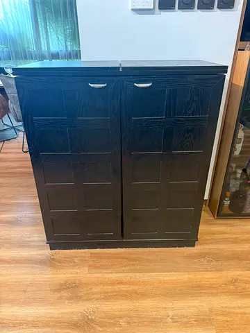 Black Wooden Bar / Storage Cupboards - 2 Door with extendable top counter