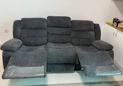 3-Seater Grey Fabric Recliner Sofa - Comfortable, Excellent Condition under warrenty till next sep