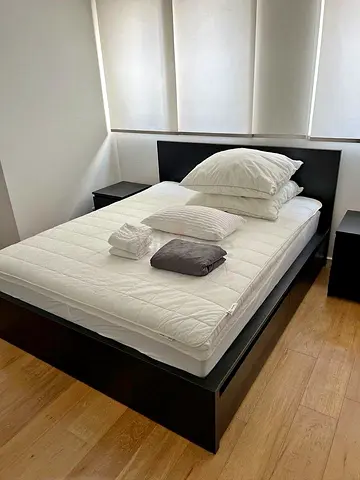 IKEA Queen Black Malm bed frame with Ikea mattress