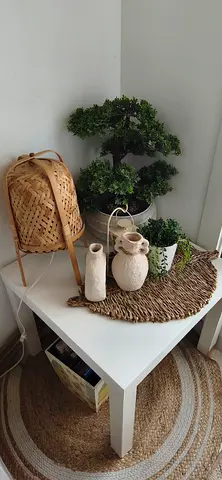Small White Side Table without Decorative Plants and Vases