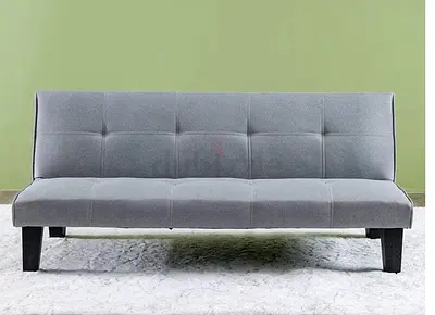Light Grey Convertible Sofa Bed - Compact Futon Style