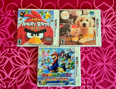 Angry Birds Trilogy, Nintendogs  Cats and Mario Party: Island Tour – 3DS Games Bundle