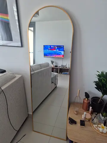 Full-length arched gold frame mirror - modern, freestanding