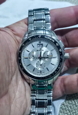 Edox Stainless Steel Mens Chronograph Watch - Silver