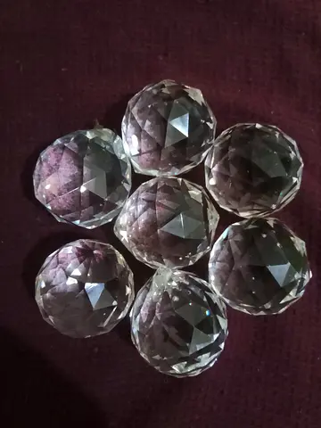 Set of 7 Faceted Crystal Decorative Spheres / Chandelier Prisms
