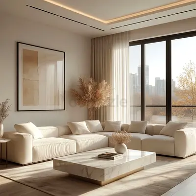 Modern Cream L-Shaped Sectional Sofa - Comfortable 6-Seater