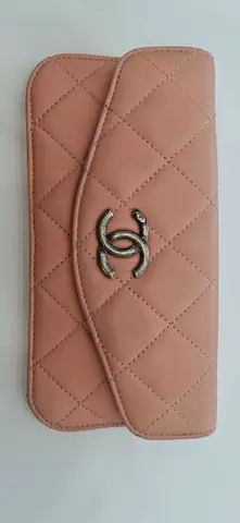 Light Pink Quilted Chain Wallet — Classic Flap Style