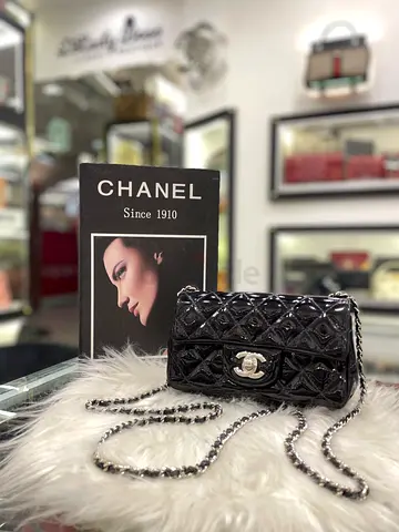 Chanel Black Mini Patent Rectangular Classic Single Flap Bag (Authentic/PreOwned)