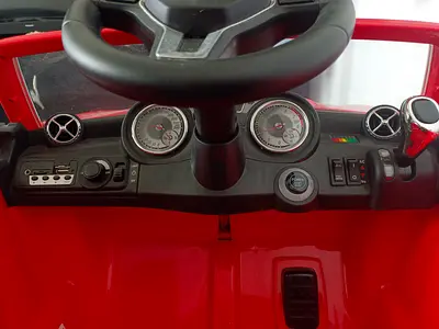 Red Electric Ride-On Car for Kids with Steering Wheel and Dashboard