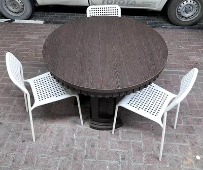 Round Wooden Dining Table with 4 Chairs - Good Condition