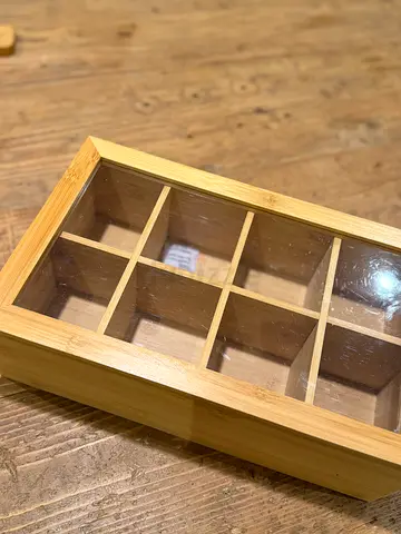 Bamboo Tea / Storage Box with Glass Lid (Multiple Compartments)