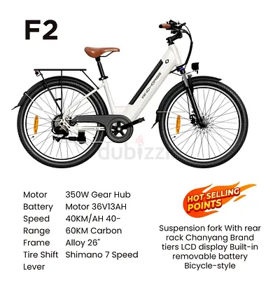 Brand New Wind Horse Electric City Bike F2 — 26 Alloy Frame, 350W, 36V 13Ah, 60km Range