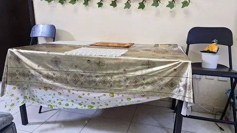 Dinning table glass top and iron made