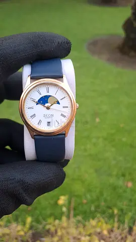Vintage Unisex Zeon Moon Phase Quartz Watch strap after market Perfect working  gold plated