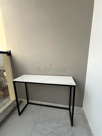 Long marble-top side table with black metal legs BRAND NEW CONDITION