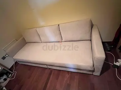 Light beige 3-seater fabric sofa in good condition