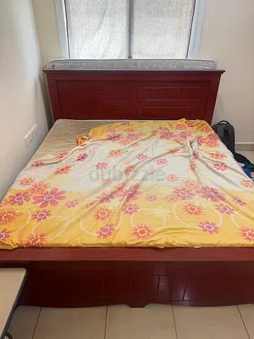 Solid Wood Double Bed Frame with Headboard - Good Condition