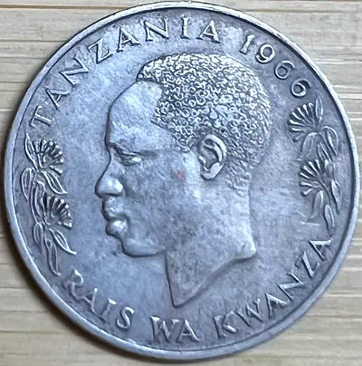 1966 Tanzania 1 Shilling (Rais wa Kwanza) Vintage Coin - Good Condition