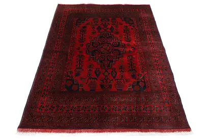 5*7ft | 1.6 x 2m | 158 x 196cm Afghan Handmade Deep Red  Wool Rug carpet