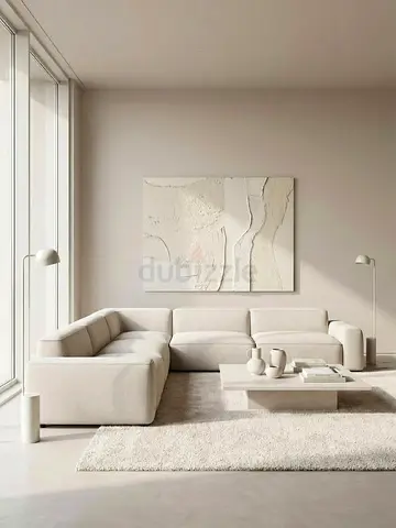 Beige Modular L-Shaped Sofa