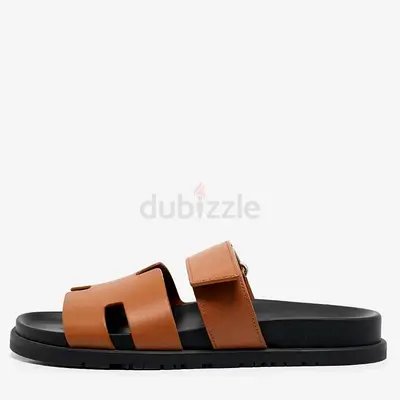 Authentic Hermès Brown Leather Chypre Sandals Size 39